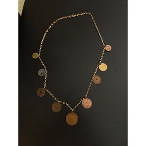 Vintage Money Coin Necklace Around the World Ireland Netherlands++